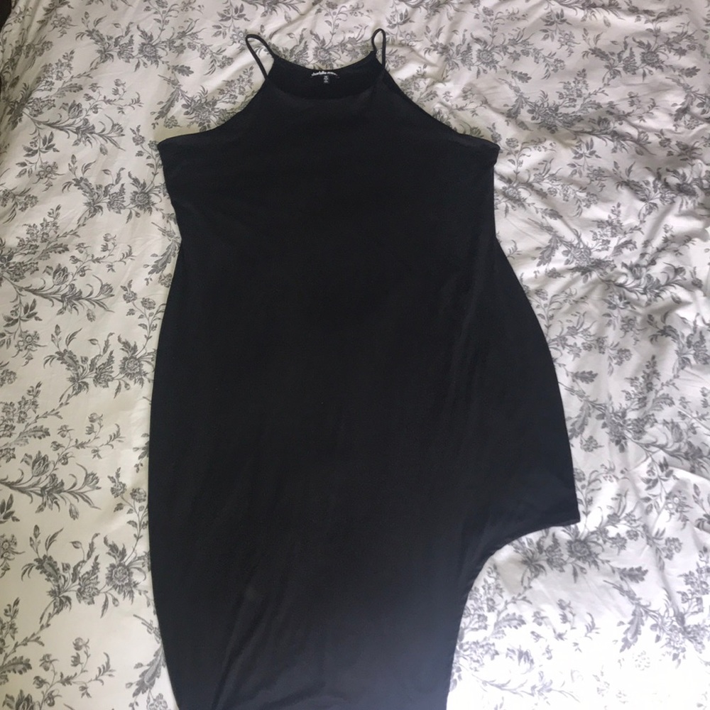 Black high neck dress